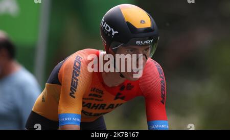 ©Laurent Lairys/MAXPPP - Matej Mohoric aus Bahrain - Mc Laren während der Tour de France 2020, Radrennen Etappe 20, Zeitfahren, Lure - La Planche des Belles Filles (36,2 km) am 19. September 2020 in Plancher-les-Mines, Frankreich - Foto Laurent Lairys / MAXPPP Stockfoto