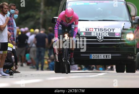 ©Laurent Lairys/MAXPPP - Alberto Bettiol von EF Pro Cycling während der Tour de France 2020, Radrennen Etappe 20, Zeitfahren, Lure - La Planche des Belles Filles (36,2 km) am 19. September 2020 in Plancher-les-Mines, Frankreich - Foto Laurent Lairys / MAXPPP Stockfoto