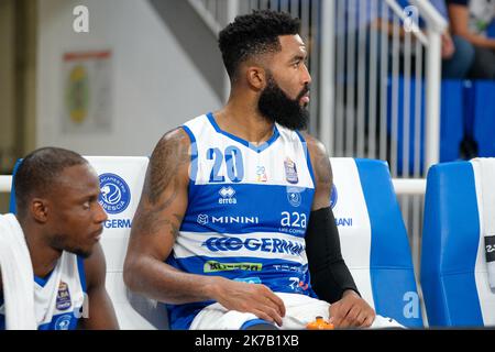 Brixia, Italien. 16.. Oktober 2022. Italienische Basketball-Meisterschaft A1, Spiel zwischen Germani Basket Brescia und GIVOVA Scafati. Stockfoto