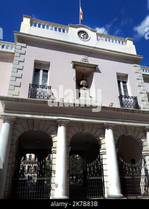 Das Parlamentsgebäude auf dem Felsen von Gibraltar Stockfoto