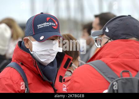 ©PHOTOPQR/OUEST FRANKREICH/Thomas Bengardis ; Les Sables d'Olonne ; 24/10/2020 ; Vendée-Globe 2020. Ambiance Village. Foto: Thomas Byregis / Ouest-France Vendee Globe Solo-Segelrennen um die Welt. Sables d'Olonne Atmosphäre am 24. Oktober 2020 Stockfoto