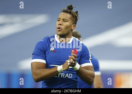 ©Sebastien Muylaert/MAXPPP - Teddy THOMAS aus Frankreich reagiert während des Testspiels zwischen Frankreich und Wales im Stade de France in Paris, Frankreich. 24.10.2020 Stockfoto