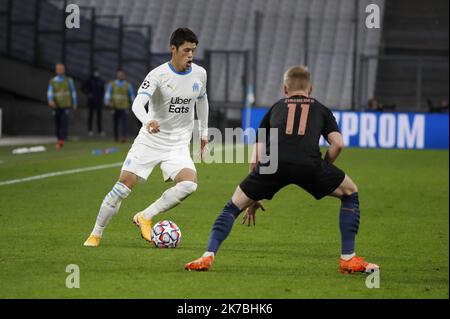 ©PHOTOPQR/LA PROVENCE/SPEICH Frédéric ; Marseille ; 27/10/2020 ; Fußball : UEFA Champions League Groupe C 2e journee ( Ligue des Champions ) Spiel Olympique de Marseille OM - Manchester City au Stade Velodrome Stockfoto