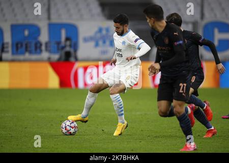 ©PHOTOPQR/LA PROVENCE/SPEICH Frédéric ; Marseille ; 27/10/2020 ; Fußball : UEFA Champions League Groupe C 2e journee ( Ligue des Champions ) Spiel Olympique de Marseille OM - Manchester City au Stade Velodrome Stockfoto