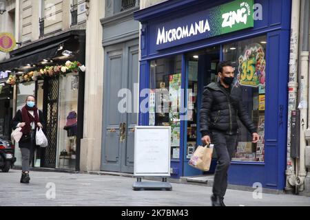 ©PHOTOPQR/LE PARISIEN/Olivier ARANDEL ; Paris ; 31/10/2020 ; Samedi 31 octobre 2020. Reconfinement Économie, Le Click and Collect Quartier St Lazare - Frankreich, 31. 2020. oktober - Neue Sperre gegen die Ausbreitung der Covid-19-Pandemie bis 1. 2020. dezember Stockfoto