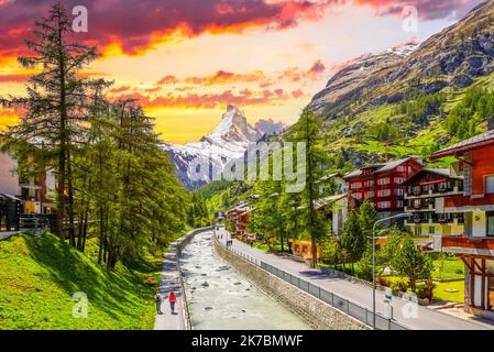 Schönes Dorf Zermatt, Schweiz Stockfoto