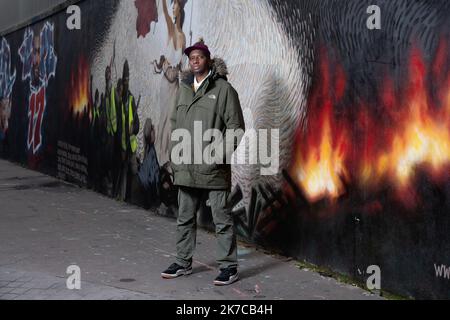 ©Laurent Paillier / Le Pictorium/MAXPPP - Laurent Paillier / Le Pictorium - 27/12/2020 - Frankreich - Ousmane Baba Sy ( Babson ) Artiste danseur choregraphe Hip-Hop / 27/12/2020 - Frankreich - Ousmane Baba Sy ( Babson ) Artist danser Hip-Hop-Choreografin Stockfoto