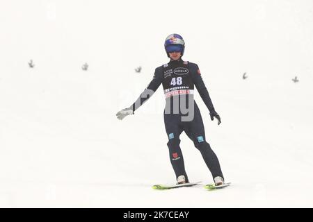 ©Pierre Teyssot/MAXPPP ; FIS Nordic Combined Men Individual Gundersen NH/10 km Ski World Cup in Predazzo, , Italien am 15. Januar 2021, 48 Vinzenz Geiger (GER) Â© Pierre Teyssot / Maxppp Stockfoto