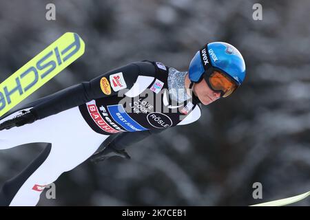 ©Pierre Teyssot/MAXPPP ; FIS Nordic Combined Men Individual Gundersen NH/10 km Ski World Cup in Predazzo, Italien am 15. Januar 2021, 49 Johannes Lamparter (AUT) Â© Pierre Teyssot / Maxppp Stockfoto