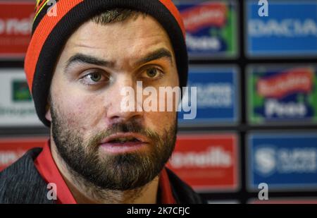 â©PHOTOPQR/L'INDEPENDANT/Clementz Michel ; PERPIGNAN ; 22/01/2021 ; PERPIGNAN LE 22 JANVIER 2021 / SPORT / RUGBY A XIII / RFL SUPERLEAGUE BETFRED / PORTRAIT DU NOUVEAU JOUEUR DES DRAGONS CATALANS MIKE MCMEEKEN DEUXIEME LIGNE INTERNATIONAL ANGLAIS EVOLUANT A CASTLEFORD / STADE GILBERT BRUTUS DE PERPIGNAN / - MIKE MCMEEKEN AUS CASTELFORT SPIELT MIT DRAGONS CATALANS Stockfoto