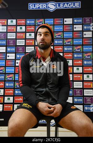 â©PHOTOPQR/L'INDEPENDANT/Clementz Michel ; PERPIGNAN ; 22/01/2021 ; PERPIGNAN LE 22 JANVIER 2021 / SPORT / RUGBY A XIII / RFL SUPERLEAGUE BETFRED / PORTRAIT DU NOUVEAU JOUEUR DES DRAGONS CATALANS MIKE MCMEEKEN DEUXIEME LIGNE INTERNATIONAL ANGLAIS EVOLUANT A CASTLEFORD / STADE GILBERT BRUTUS DE PERPIGNAN / - MIKE MCMEEKEN AUS CASTELFORT SPIELT MIT DRAGONS CATALANS Stockfoto