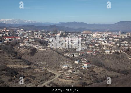 ©Chris Huby / Le Pictorium/MAXPPP - Chris Huby / Le Pictorium - 07/01/2021 - armenie / Haut-Karabakh / Stepanakert - Point de vue sur la ville de Stepanakert. / 07/01/2021 - Armenien / Berg-Karabach / Stepanakert - Blick auf die Stadt Stepanakert. Stockfoto