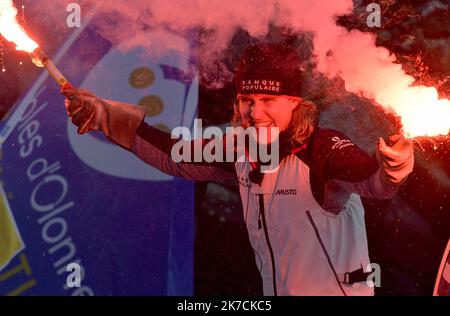 ©PHOTOPQR/OUEST FRANKREICH/Jérôme Fouquet ; LES SABLES D OLONNE ; 03/02/2021 ; Vendée Globe. Arrivée de Clarisse Cremer sur son bateau Banque Populaire aux Sables d'Olonne. Foto: Jérôme Fouquet/Ouest-France Stockfoto