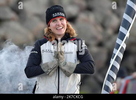 ©PHOTOPQR/OUEST FRANKREICH/Jérôme Fouquet ; LES SABLES D OLONNE ; 03/02/2021 ; Vendée Globe. Arrivée de Clarisse Cremer sur son bateau Banque Populaire aux Sables d'Olonne. Foto: Jérôme Fouquet/Ouest-France Stockfoto