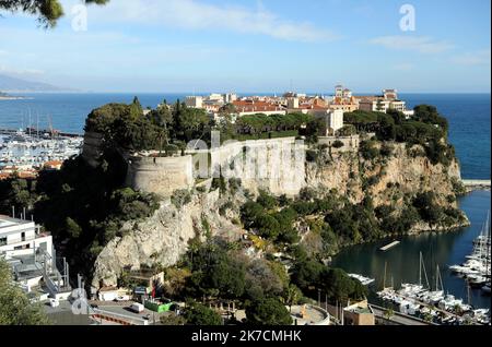 ©PHOTOPQR/NICE MATIN/Jean François Ottonello ; Monaco ; 10/02/2021 ; OTTONELLO JEAN-FRANCOIS - mercredi 10 février 2021 - Vue de Monaco, le rocher avec le palais princier - Ansicht von Monaco Feb 10 2021 Stockfoto