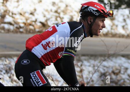 ©Laurent Lairys/MAXPPP - Philippe Gilbert von Lotto Soudal die Tour de la Provence, Etappe 3, Istres – Chalet Reynard ( Mont Ventoux ) am 13. Februar 2021 in Bédoin, Frankreich - Foto Laurent Lairys / MAXPPP Stockfoto