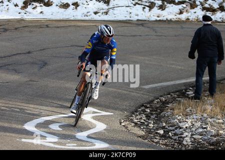 ©Laurent Lairys/MAXPPP - Mauri Vansevenant of Deceuninck - Quick Step während der Tour de la Provence, Etappe 3, Istres – Chalet Reynard ( Mont Ventoux ) am 13. Februar 2021 in Bédoin, Frankreich - Foto Laurent Lairys / MAXPPP Stockfoto