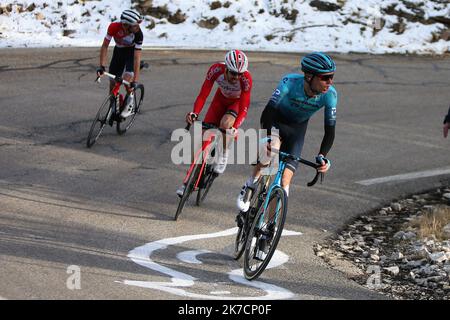 ©Laurent Lairys/MAXPPP - Aleksandr Vlasov von Astana - Premier Tech , Jesus Herreda von Cofidis, Solutions Crédits und Giulio Ciccone von Trek - Segafredo während der Tour de la Provence, Etappe 3, Istres – Chalet Reynard ( Mont Ventoux ) am 13. Februar 2021 in Bédoin, Frankreich - Foto Laurent Lairys / MAXPPP Stockfoto