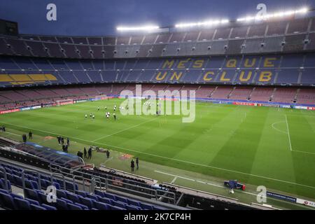 ©PHOTOPQR/LE PARISIEN/Fred Dugit ; Barcelone ; 15/02/2021 ; Sports Cam Nou (Barcelone), le 15 février 2021 Entrainement du Paris Saint Germain à la veille du choc contre le Barca en 8e de finale aller de la ligue des Champions Photo LP / Fred Dugit - PSG Training Session Feb 15 2021 Stockfoto