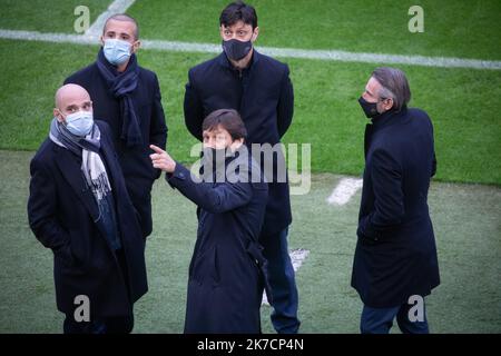 ©PHOTOPQR/LE PARISIEN/Fred Dugit ; Barcelone ; 15/02/2021 ; Sports Cam Nou (Barcelone), le 15 février 2021 Entrainement du Paris Saint Germain à la veille du choc contre le Barca en 8e de finale aller de la ligue des Champions Leonardo, directeur technique Photo LP / Fred Dugit - PSG Training Session Stockfoto