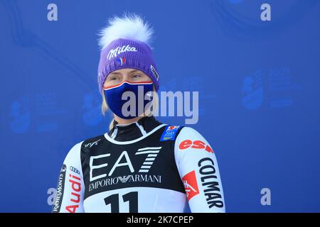 ©Pierre Teyssot/MAXPPP ; FIS Alpine Ski World Championships 2021 Cortina - Coronavirus-Ausbruch. Cortina d'Ampezzo, Italien am 16. Februar 2021. Parallelveranstaltung, Tessa Worley (FRA). â© Pierre Teyssot/Maxppp Stockfoto