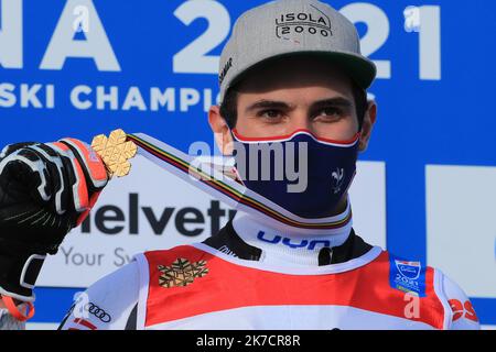 ©Pierre TEYSSOT/MAXPPP ; FIS Alpine Skiweltmeisterschaft 2021 Cortina . Cortina d'Ampezzo, Italien am 19. Februar 2021. Herren Riesenslalom, Stockfoto