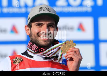 ©Pierre TEYSSOT/MAXPPP ; FIS Alpine Skiweltmeisterschaft 2021 Cortina . Cortina d'Ampezzo, Italien am 19. Februar 2021. Herren Riesenslalom, Stockfoto