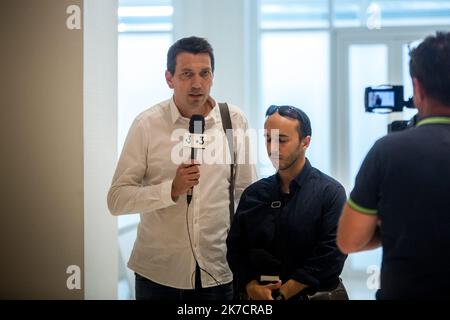 ©Michael Bunel / Le Pictorium/MAXPPP - Michael Bunel / Le Pictorium - 04/07/2018 - Frankreich / Ile-de-France / Paris - Arrivee de Farouk Ben Abbes pour son proces. 4 Juillet 2018. Paris. Frankreich. / 04/07/2018 - Frankreich / Ile-de-France (Region) / Paris - Ankunft von Farouk Ben Abbes für seinen Prozess. 4. Juli 2018. Paris. Frankreich. Stockfoto