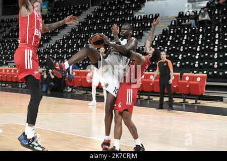 ©PHOTOPQR/LE PROGRES/Joël PHILIPPON - Villeurbanne 19/02/2021 - Asvel-Bayern München. Euroligue. 19 février 2021 -Enorme Moustapha Fall contre le Bayern avec 15 Punkte, 9 Rückverschreibungen et 21 d'ébewerteration. Stockfoto