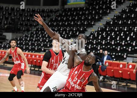 ©PHOTOPQR/LE PROGRES/Joël PHILIPPON - Villeurbanne 19/02/2021 - Asvel-Bayern München. Euroligue. 19 février 2021 -Enorme Moustapha Fall contre le Bayern avec 15 Punkte, 9 Rückverschreibungen et 21 d'ébewerteration. Stockfoto