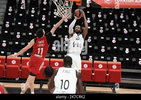 ©PHOTOPQR/LE PROGRES/Joël PHILIPPON - Villeurbanne 19/02/2021 - Asvel-Bayern München. Euroligue. 19 février 2021 -David Lighty meilleur marqueur du match avec 19 Points et 21 d'ébewerteration. Stockfoto