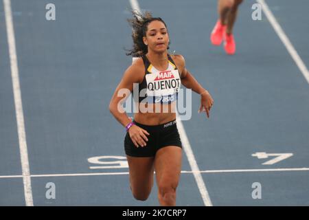 ©Laurent Lairys/MAXPPP - Fanny Quenot von Lyon Athletisme Then Series 60 M Hürden Frauen während der französischen Leichtathletik-Hallenmeisterschaften 2021 am 20. Februar 2021 im Stadion Miramas Metropole in Miramas, Frankreich - Foto Laurent Lairys / MAXPPP Stockfoto