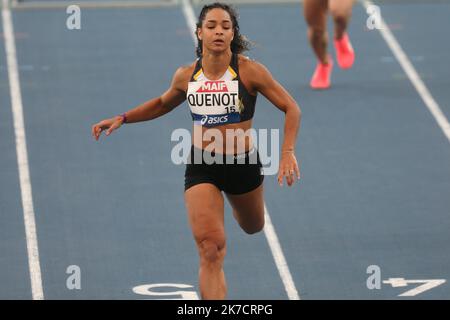 ©Laurent Lairys/MAXPPP - Fanny Quenot von Lyon Athletisme Then Series 60 M Hürden Frauen während der französischen Leichtathletik-Hallenmeisterschaften 2021 am 20. Februar 2021 im Stadion Miramas Metropole in Miramas, Frankreich - Foto Laurent Lairys / MAXPPP Stockfoto