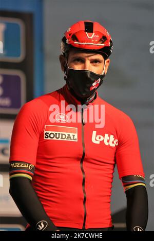 ©Laurent Lairys/MAXPPP - GILBERT Philippe von Lotto Soudal beim Omloop Het Nieuwsblad 2021, Radrennen, Gand - Ninove am 27. Februar 2021 in Ninove, Belgien - Foto Laurent Lairys / MAXPPP Stockfoto