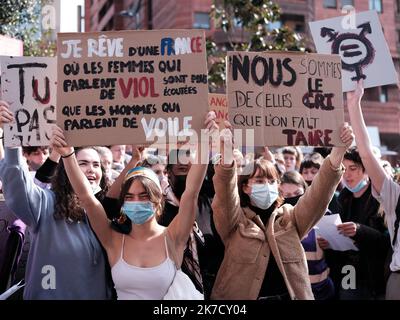 ©DENISE ROSSANO/MAXPPP - plusieurs centaines de femmes ont participé à une Manifestation « internationale et féministe » organisée par différents collectifs et syndicats ce lundi, à 14 heures, à Toulouse à l’occasion de la journée des droits des femmes. Demonstration am Internationalen Frauentag in Toulouse am 8. März 2021. Stockfoto