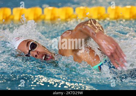 ©Laurent Lairys/MAXPPP - TOUATI Assia of DAUPHINS TOULOUSE OEC Series 200 m NL Frauen während der FFN Golden Tour Camille Muffat 2021, Schwimmen olympischen und europäischen Auswahlen am 21. März 2021 im Cercle des Nageurs de Marseille in Marseille, Frankreich - Foto Laurent Lairys / MAXPPP Stockfoto