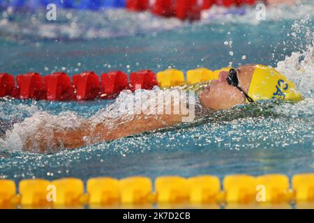 ©Laurent Lairys/MAXPPP - MAHIEU Pauline of CANET 66 NATATION Series 200 m Dos Frauen während der FFN Golden Tour Camille Muffat 2021, Schwimmen olympischen und europäischen Auswahlen am 21. März 2021 im Cercle des Nageurs de Marseille in Marseille, Frankreich - Foto Laurent Lairys / MAXPPP Stockfoto