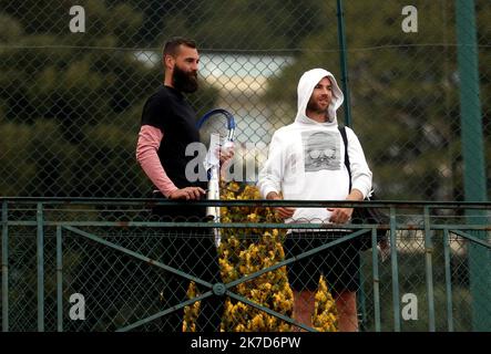 ©PHOTOPQR/NICE MATIN/Jean François Ottonello ; Monaco ; 12/04/2021 ; OTTONELLO JEAN-FRANCOIS - lundi 12 avril 2021, Rolex Monte-Carlo Masters à Roquebrune-Cap-Martin - SPO - Benoît Paire avant son double Stockfoto