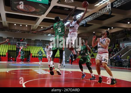 ©PHOTOPQR/NICE MATIN/ SEBASTIEN BOTELLA Finale aller de l'Eurocoupé de basket-Ball, la Roca Team de Monaco bat le Unics Kazan à la salle Gaston Médecin de Monaco (89-87) le mardi 27 avril 2021. FRANKREICH MONACO EUROCUP BASKETBALL MONACO GEGEN UNICS Stockfoto