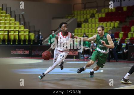 ©PHOTOPQR/NICE MATIN/ SEBASTIEN BOTELLA Finale aller de l'Eurocoupé de basket-Ball, la Roca Team de Monaco bat le Unics Kazan à la salle Gaston Médecin de Monaco (89-87) le mardi 27 avril 2021. FRANKREICH MONACO EUROCUP BASKETBALL MONACO GEGEN UNICS Stockfoto