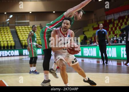 ©PHOTOPQR/NICE MATIN/ SEBASTIEN BOTELLA Finale aller de l'Eurocoupé de basket-Ball, la Roca Team de Monaco bat le Unics Kazan à la salle Gaston Médecin de Monaco (89-87) le mardi 27 avril 2021. FRANKREICH MONACO EUROCUP BASKETBALL MONACO GEGEN UNICS Stockfoto