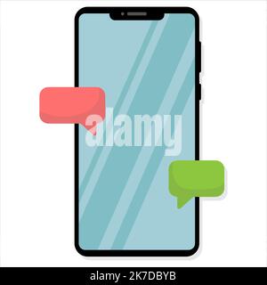 Flache Abbildung des Smartphones. Nachricht in Messenger. Vektorgrafik. Stock Vektor
