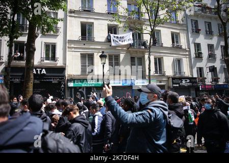 ©PHOTOPQR/LE PARISIEN/Olivier Arandel ; Paris ; 15/05/2021 ; Paris, Boulevard de Barbes Manifestation interdite pour la Palestine - Paris Organisatoren von pro-Palästina Demo Gelübde, trotz Ban fahren Mai 15 2021 Stockfoto