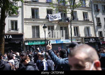 ©PHOTOPQR/LE PARISIEN/Olivier Arandel ; Paris ; 15/05/2021 ; Paris, Boulevard de Barbes Manifestation interdite pour la Palestine - Paris Organisatoren von pro-Palästina Demo Gelübde, trotz Ban fahren Mai 15 2021 Stockfoto