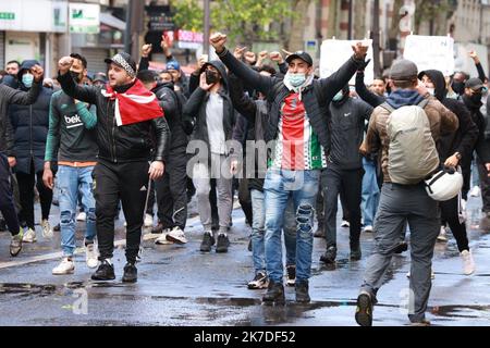 ©PHOTOPQR/LE PARISIEN/Olivier Arandel ; Paris ; 15/05/2021 ; Paris, Boulevard Ornano Samedi 15 Mai 2021 Manifestation interdite pour la Palestine Paris Organisatoren von pro-Palästina Demo Gelübde zu gehen trotz Ban Frankreich Mai 15 Stockfoto