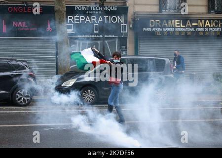 ©PHOTOPQR/LE PARISIEN/Olivier Arandel ; Paris ; 15/05/2021 ; Paris, Boulevard Ornano Samedi 15 Mai 2021 Manifestation interdite pour la Palestine Paris Organisatoren von pro-Palästina Demo Gelübde zu gehen trotz Ban Frankreich Mai 15 Stockfoto