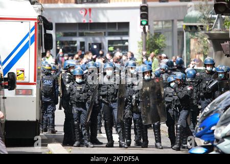 ©PHOTOPQR/LE PARISIEN/Olivier Arandel ; Paris ; 15/05/2021 ; Paris, Boulevard Ornano Samedi 15 Mai 2021 Manifestation interdite pour la Palestine Paris Organisatoren von pro-Palästina Demo Gelübde zu gehen trotz Ban Frankreich Mai 15 Stockfoto