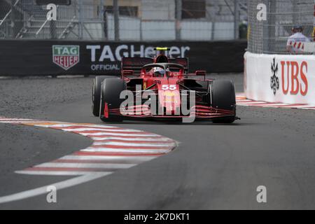 ©PHOTOPQR/NICE MATIN/Dylan Meiffret ; Monaco ; 23/05/2021 ; MEIFFRET DYLAN - Dimanche 23 Mai 2021 à Monaco, 78E Grand Prix de Monaco 2021 - course principale de Formule 1. 55 - CARLOS SAINZ (ESP) - SCUDERIA FERRARI Stockfoto