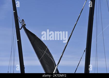 ©PHOTOPQR/OUEST FRANCE/Thomas Byregardis / Ouest-France ; Lorient ; 27/05/2021 ; Lorient, la base. Das Ocean Race Europe. Ambiance Ponton Thomas Byregardis / Ouest-France Stockfoto