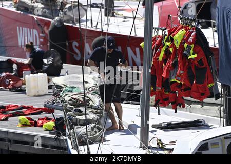 ©PHOTOPQR/OUEST FRANCE/Thomas Byregardis / Ouest-France ; Lorient ; 27/05/2021 ; Lorient, la base. Das Ocean Race Europe. Ambiance pontons Thomas Byregis / Ouest-France Stockfoto